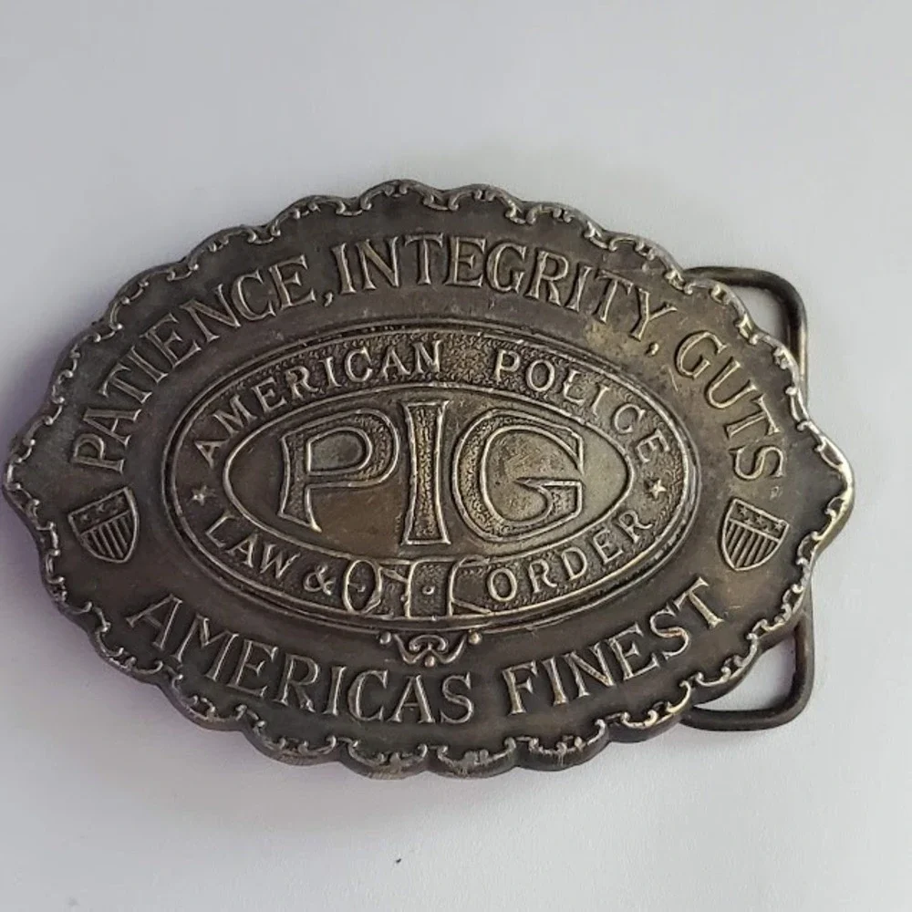 VTG Capt Hawks Sky Patrol American Police PIG Belt Buckle Law and Order Brass